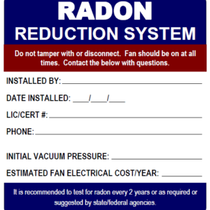 Radon System Labels - System